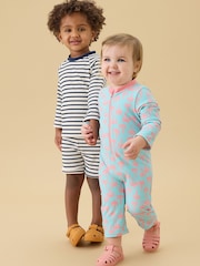 ブルー - KIDLY by MORI Front Zip Sunsafe Swimsuit - 画像 1 / 6