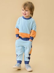 Πορτοκαλί - Φούτερ KIDLY by MORI Colorblock από απαλό βαμβάκι με φαρδιά μανίκια - Εικόνα 2 από 6