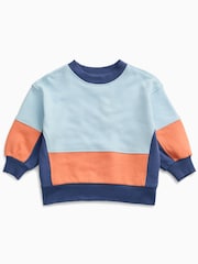 Πορτοκαλί - Φούτερ KIDLY by MORI Colorblock από απαλό βαμβάκι με φαρδιά μανίκια - Εικόνα 4 από 6