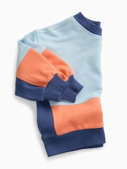 Πορτοκαλί - Φούτερ KIDLY by MORI Colorblock από απαλό βαμβάκι με φαρδιά μανίκια - Εικόνα 5 από 6