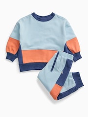 Πορτοκαλί - Φούτερ KIDLY by MORI Colorblock από απαλό βαμβάκι με φαρδιά μανίκια - Εικόνα 6 από 6