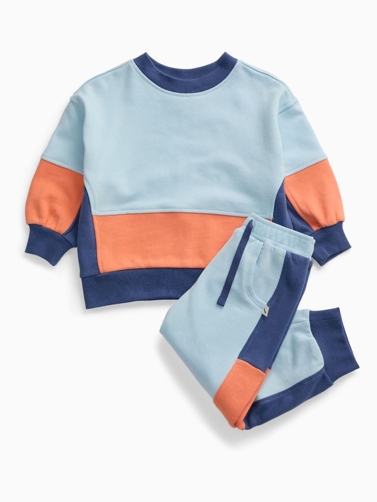 Πορτοκαλί - Φούτερ KIDLY by MORI Colorblock από απαλό βαμβάκι με φαρδιά μανίκια - Εικόνα 6 από 6