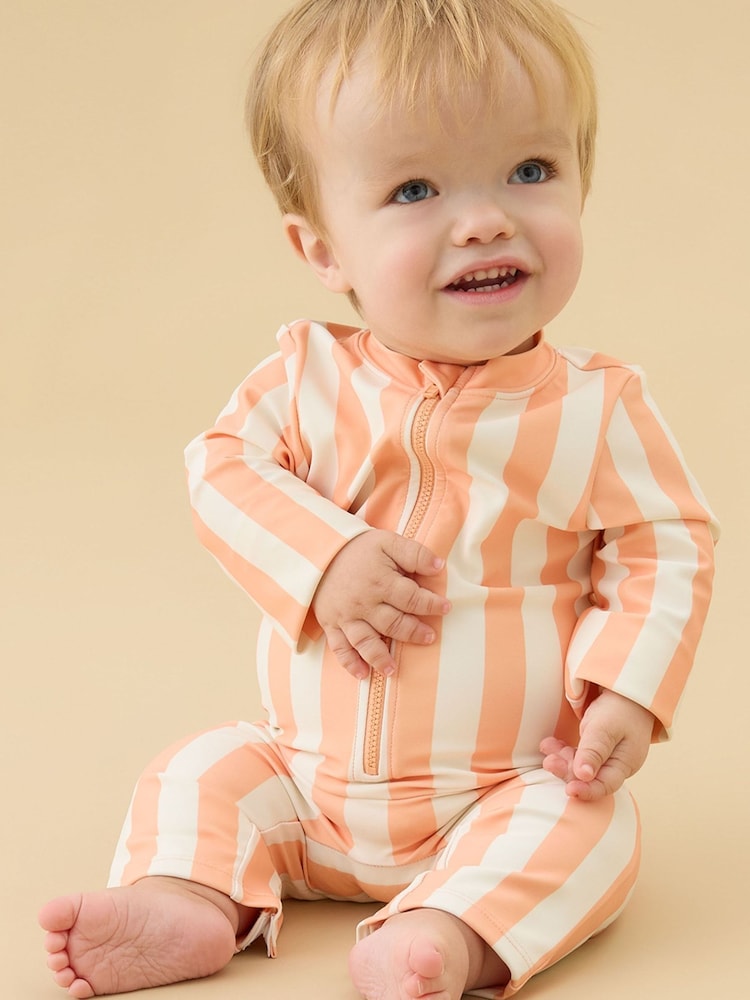 オレンジ - KIDLY by MORI Front Zip Sunsafe Swimsuit - 画像 1 / 3