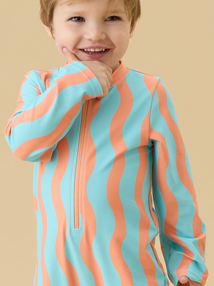 ターコイズ オレンジ - KIDLY by MORI フロントジップ UVカット 水着 - 画像 2 / 4 ターコイズ オレンジ - KIDLY by MORI フロントジップ UVカット 水着 - 画像 2 / 4