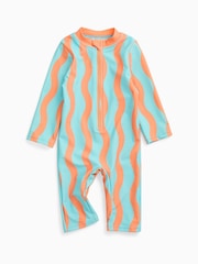 ターコイズ オレンジ - KIDLY by MORI フロントジップ UVカット 水着 - 画像 3 / 4