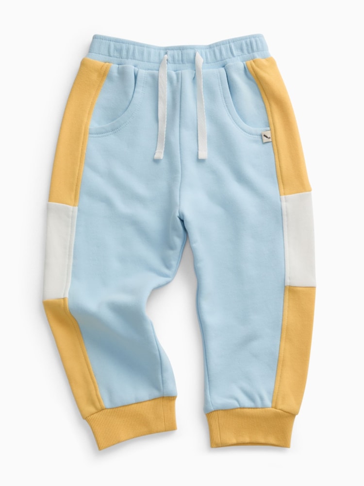 KIDLY by MORI Yellow Colourblock Soft Cotton Joggers - Image 2 of 3