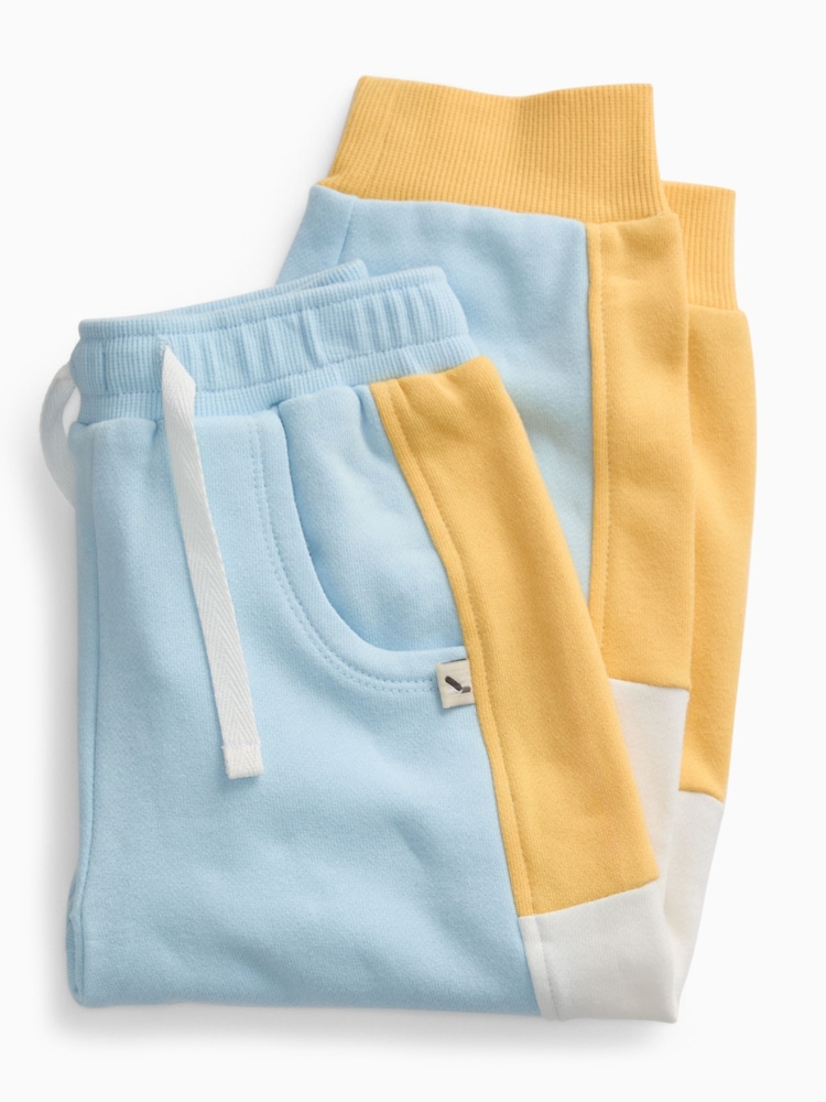 KIDLY by MORI Yellow Colourblock Soft Cotton Joggers - Image 3 of 3