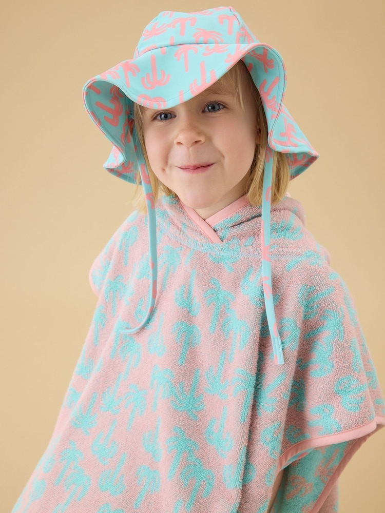 KIDLY by MORI Blue Soft Towelling Hooded Reversible Poncho - Image 2 of 5
