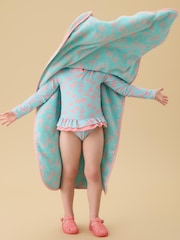 KIDLY by MORI Blue Soft Towelling Hooded Reversible Poncho - Image 3 of 5