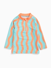 KIDLY by MORI Turquiose Orange Sunsafe Zip Rash Vest - Image 4 of 5
