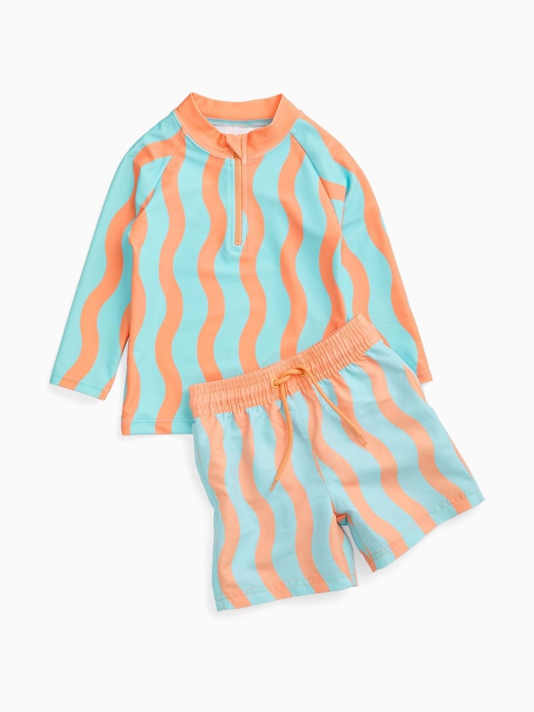 KIDLY by MORI Turquiose Orange Sunsafe Zip Rash Vest - Image 5 of 5 KIDLY by MORI Turquiose Orange Sunsafe Zip Rash Vest - Image 5 of 5