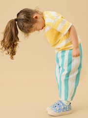 Κίτρινο - KIDLY by Mori Ριγέ απαλό βαμβακερό φαρδύ Κοντομάνικο μπλουζάκι - Εικόνα 4 από 6