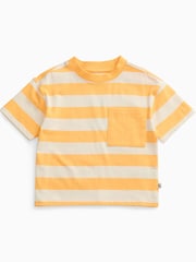 Κίτρινο - KIDLY by Mori Ριγέ απαλό βαμβακερό φαρδύ Κοντομάνικο μπλουζάκι - Εικόνα 5 από 6