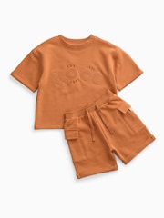 KIDLY by MORI Brown Loopback Soft Cotton Shorts With Side Pockets - Image 5 of 5