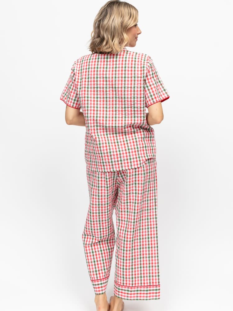 Cyberjammies Seersucker Check Short Sleeve Cropped Pyjamas Set - Imaginea 2 din 4