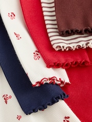 Rouge/marron/bleu marine - Hauts côtelés à manches longues 5 Pack (3mois-7ans) - Image 8 de 9