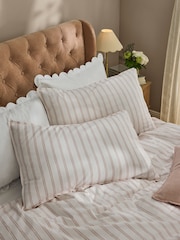 Laura Ashley Plaster Pink Henley Stripe 100% Cotton Pillowcases - Image 1 of 4