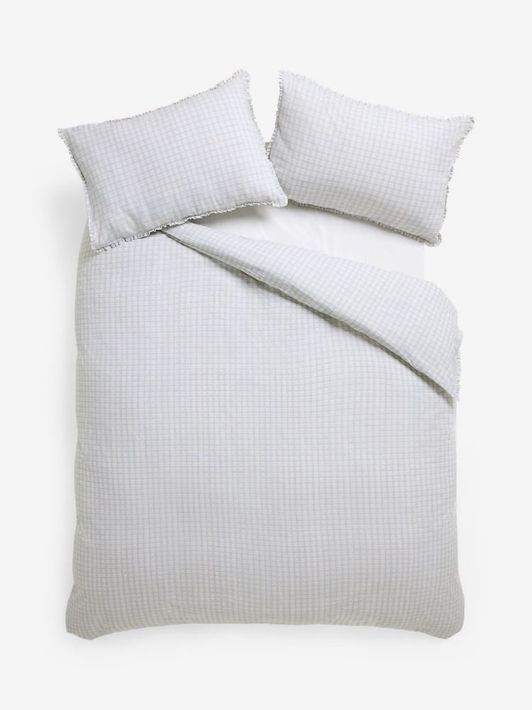 Laura Ashley Chalk Blue Cresswell Gingham Mini Frill 100% Cotton Duvet Cover and Pillowcase Set - Image 5 of 5 Laura Ashley Chalk Blue Cresswell Gingham Mini Frill 100% Cotton Duvet Cover and Pillowcase Set - Image 5 of 5