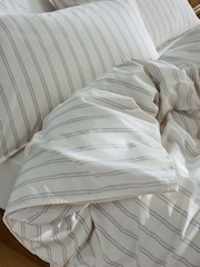 Laura Ashley Chalk Blue Henley Stripe 100% Cotton Duvet Cover and Pillowcase Set - Image 3 of 5