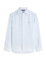 Tommy Hilfiger Blue Regular Fit Gingham Check Pure Linen Shirt - Image 5 of 5