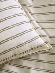 Laura Ashley Moss Green Henley Stripe 100% Cotton Pillowcases - Image 3 of 4