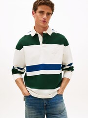 Tommy Hilfiger Cream Striped Rugby Shirt - Image 1 of 5