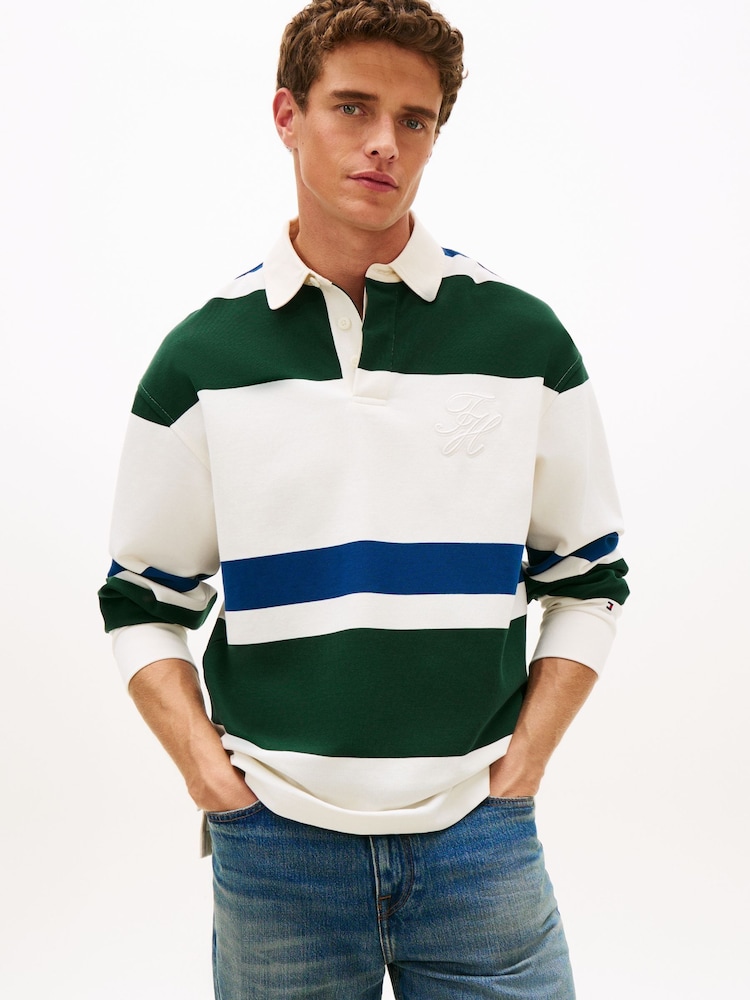 Tommy Hilfiger Cream Striped Rugby Shirt - Image 1 of 5