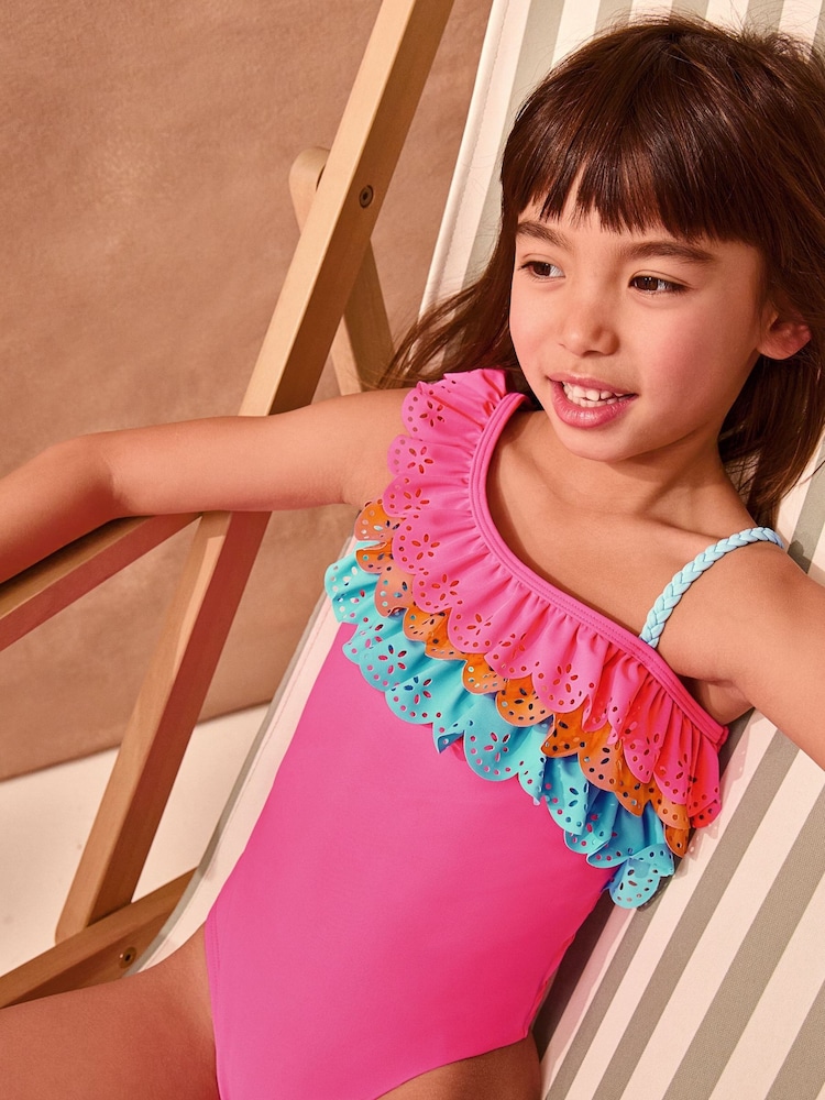 Monsoon Asymmetrischer Badeanzug mit gestuftem Design und Lochstickerei - Bild 1 von 1 Monsoon Asymmetrischer Badeanzug mit gestuftem Design und Lochstickerei - Bild 1 von 1