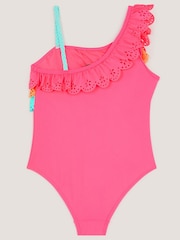 Monsoon Pink Asymmetrical Broderie Tier Swimsuit - Image 3 of 4