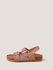 Monsoon Brown Floral Beaded Buckle Strap Sandals - Image 2 of 3