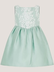 Monsoon Green Baby Juno Lace Satin Dress - Image 1 of 3