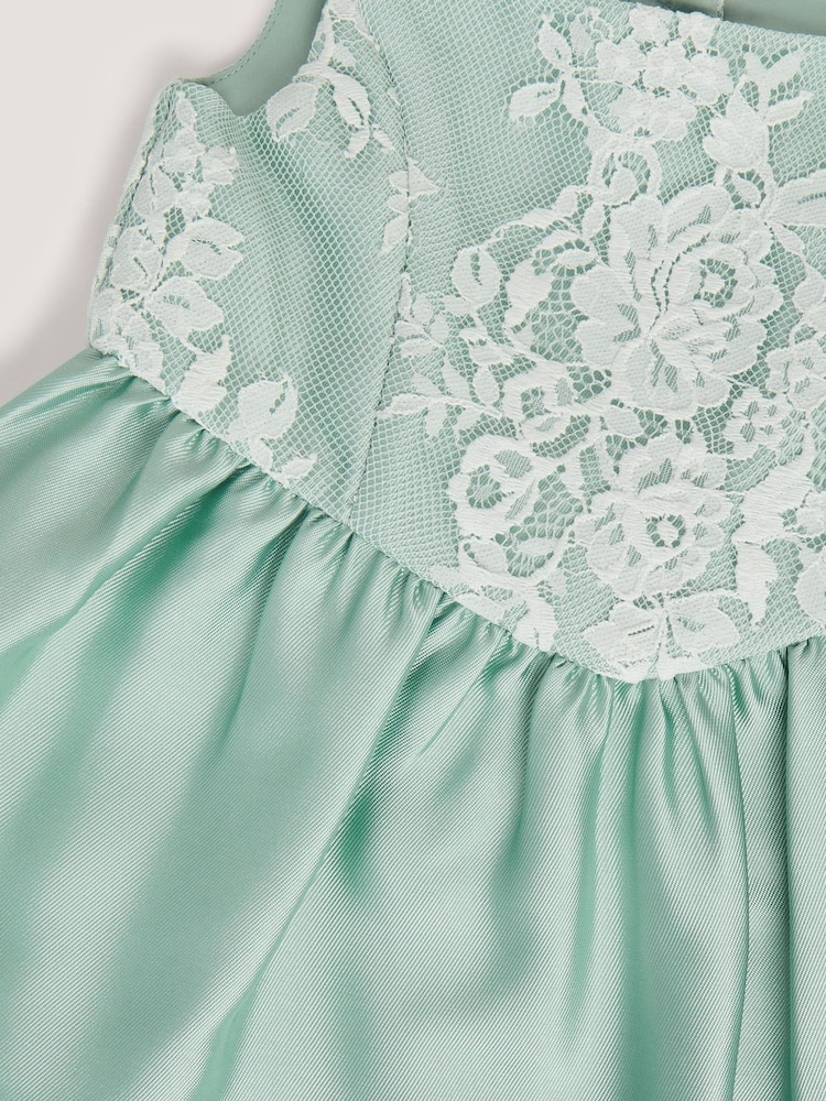Monsoon Green Baby Juno Lace Satin Dress - Image 3 of 3