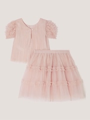 Monsoon Pink Ruffled Pleated Top & Skirt Set - Image 2 of 3