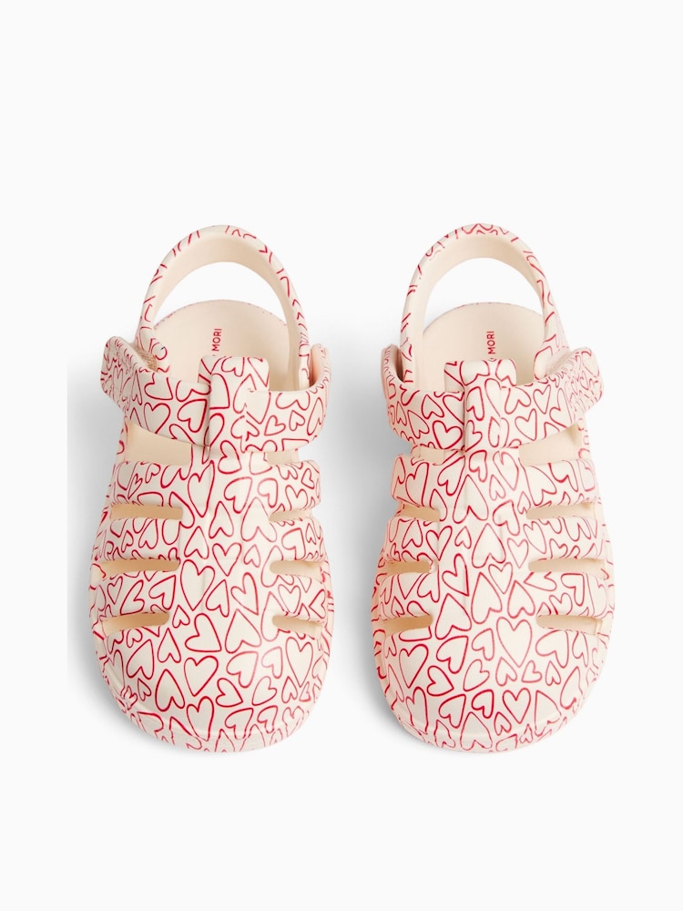 KIDLY by MORI Cream Soft Foam Clog Heart Print Sandals - Image 5 of 5