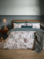 Furn White Ghost Town Reversible Duvet Cover and Pillowcase Set - Image 1 of 4