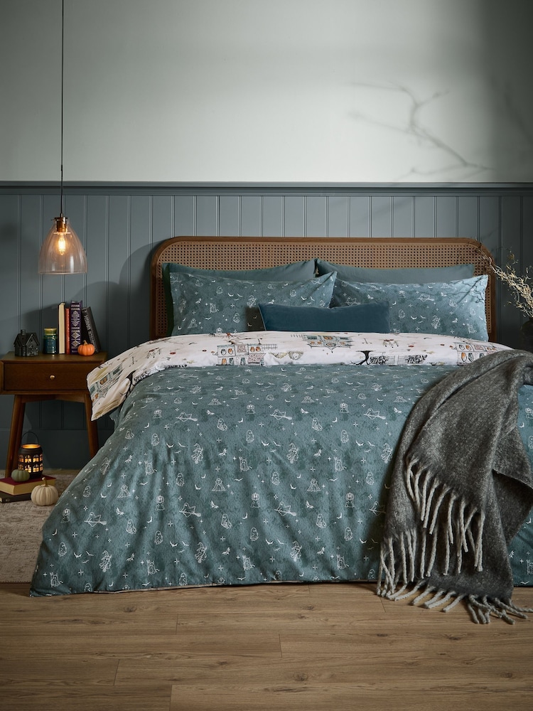Furn White Ghost Town Reversible Duvet Cover and Pillowcase Set - Image 2 of 4 Furn White Ghost Town Reversible Duvet Cover and Pillowcase Set - Image 2 of 4