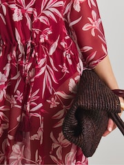 JD Williams Pink Printed Mini Beach Kaftan - Image 4 of 4