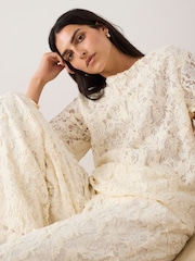 Mint Velvet Cream Lace Oversized Top - Image 1 of 8