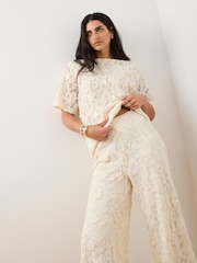 Mint Velvet Cream Lace Oversized Top - Image 2 of 8