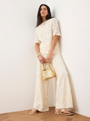 Mint Velvet Cream Lace Oversized Top - Image 4 of 8