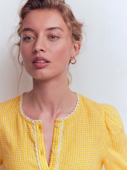 Boden Yellow Leah Short Sleeve Linen Top - Image 4 of 6