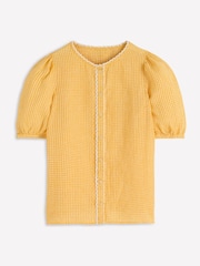Boden Yellow Leah Short Sleeve Linen Top - Image 6 of 6