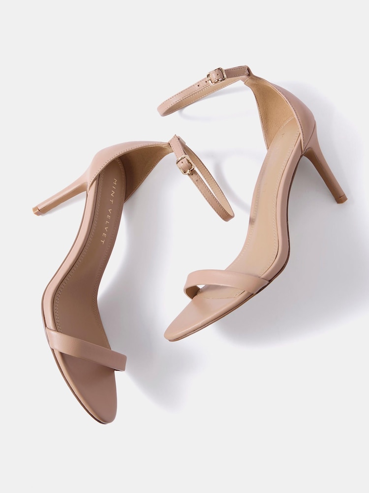 Mint Velvet Pink Skye Leather Strappy High Heels - Image 3 of 3