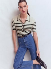 Boden Cream Liz Henley T-Shirt - Image 1 of 7