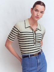 Boden Cream Liz Henley T-Shirt - Image 4 of 7