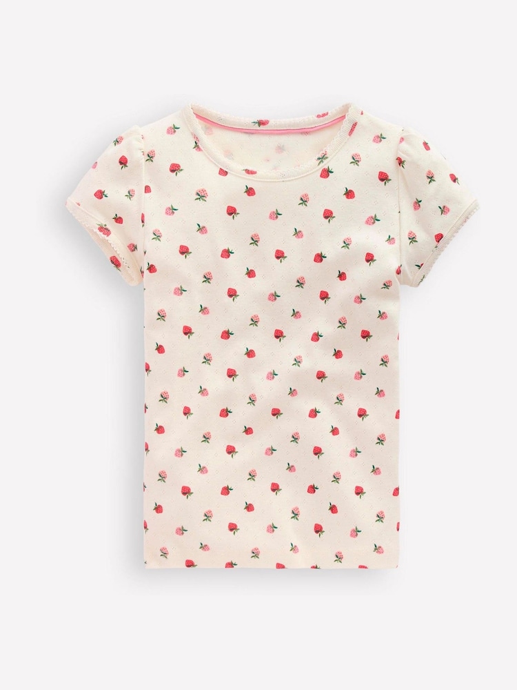 Boden Cream Short Sleeve Pointelle Top - Image 1 of 3 Boden Cream Short Sleeve Pointelle Top - Image 1 of 3