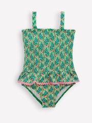 Boden Green Peplum Smocked Swimsuit - Image 1 of 3