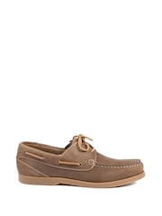Jones Bootmaker Tobacco Wide Fit Parsons Leather Boat Shoes - Image 1 of 5