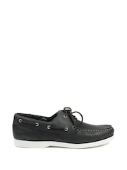 Jones Bootmaker Navy Wide Fit Parsons Leather Boat Shoes - Image 1 of 6