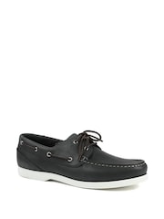 Jones Bootmaker Navy Wide Fit Parsons Leather Boat Shoes - Image 2 of 6